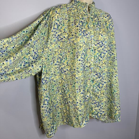 SummerSalt The All Dressed Up Button Up Blouse Floral Smock Collar Cuff 2XL - Picture 9 of 13